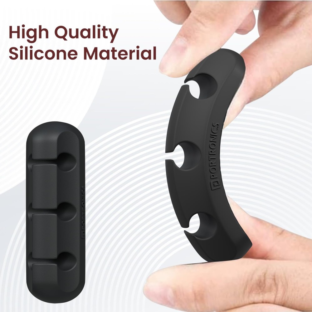 Portronics Griplet 3 Cable Organizer Holder Clips (Black)