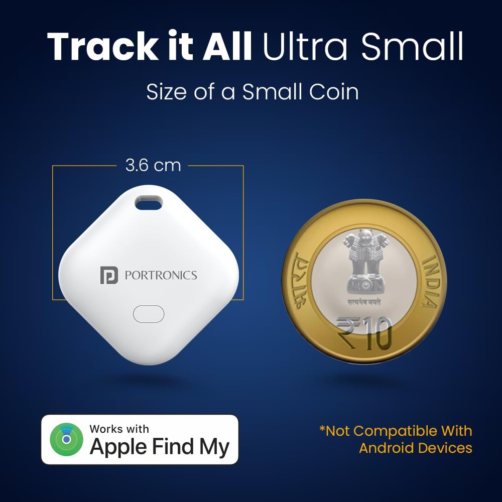 Portronics WorldTag Item Finder – Bluetooth Smart Tracker (Apple Find My Compatible)