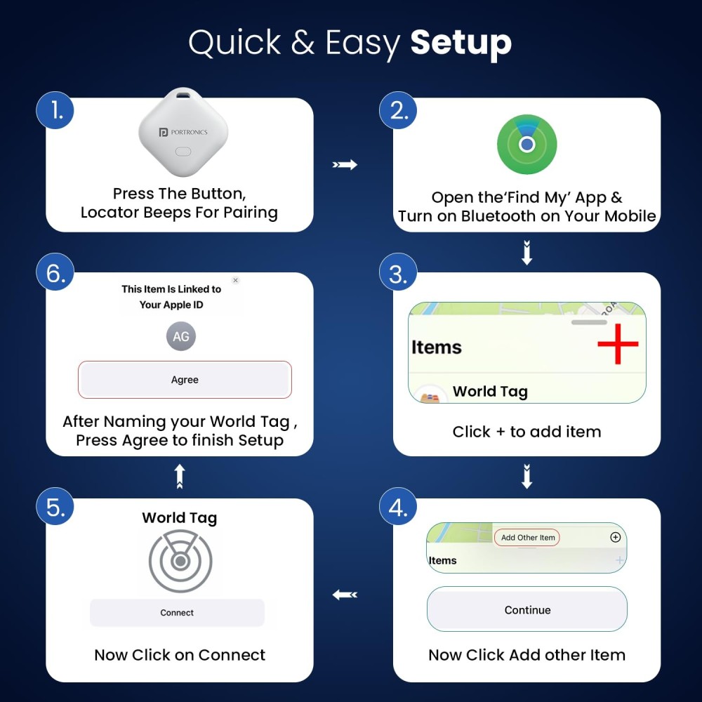 Portronics WorldTag Item Finder – Bluetooth Smart Tracker (Apple Find My Compatible)