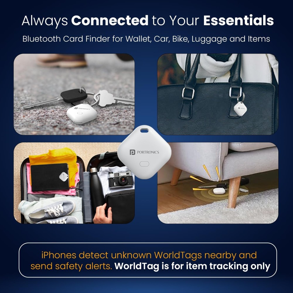 Portronics WorldTag Item Finder – Bluetooth Smart Tracker (Apple Find My Compatible)