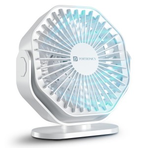 Portronics Chill On Mini Type-C Powered Table & Hanging Fan, 3 Speed BLDC Motor, 360° Rotation, One-Button Control, Compact 3.25-Inch Portable Fan with Hanging Loop for Desk, Home, Office & T