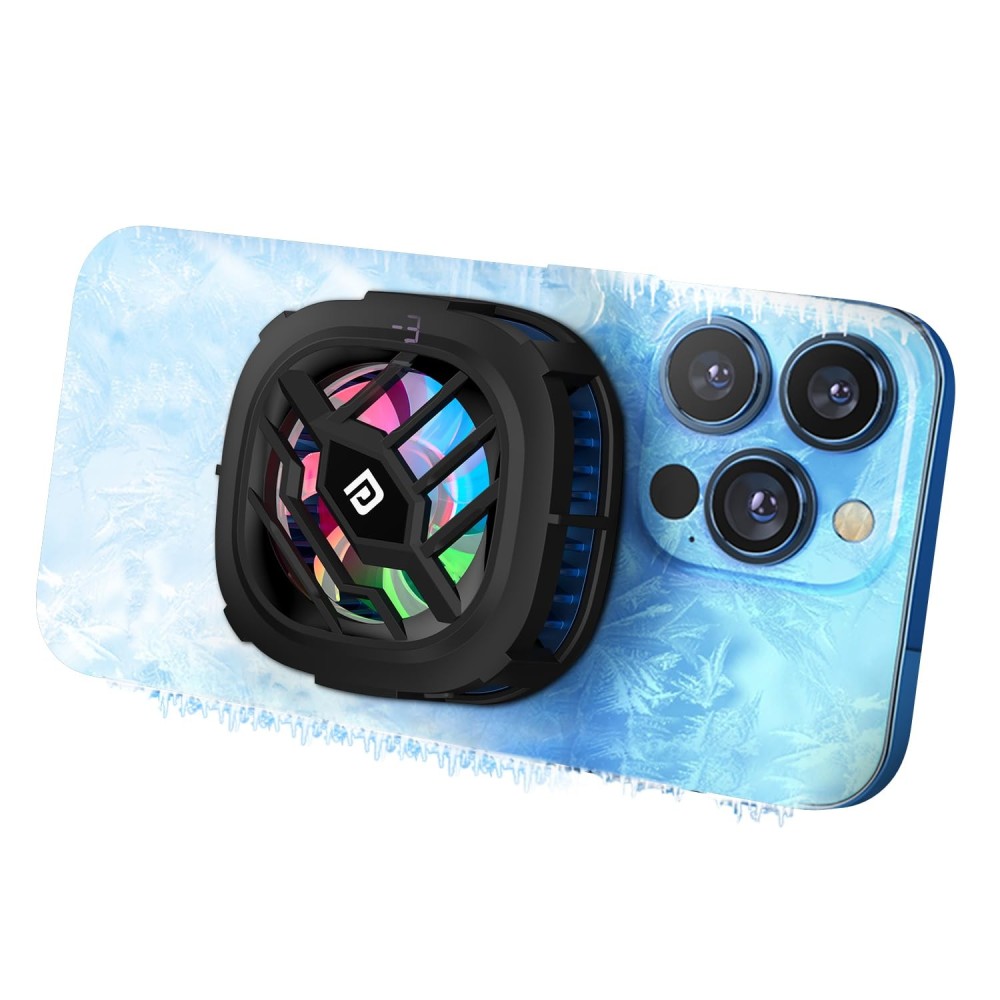 Portronics Cool XG Instant Magnetic Mobile Cooler with Adhesive Metal Plate, Refrigeration Chip, Radiator Cooling, 3 Chill Modes, Temperature Display & Gaming Fan for Android and iPhone – (Bl