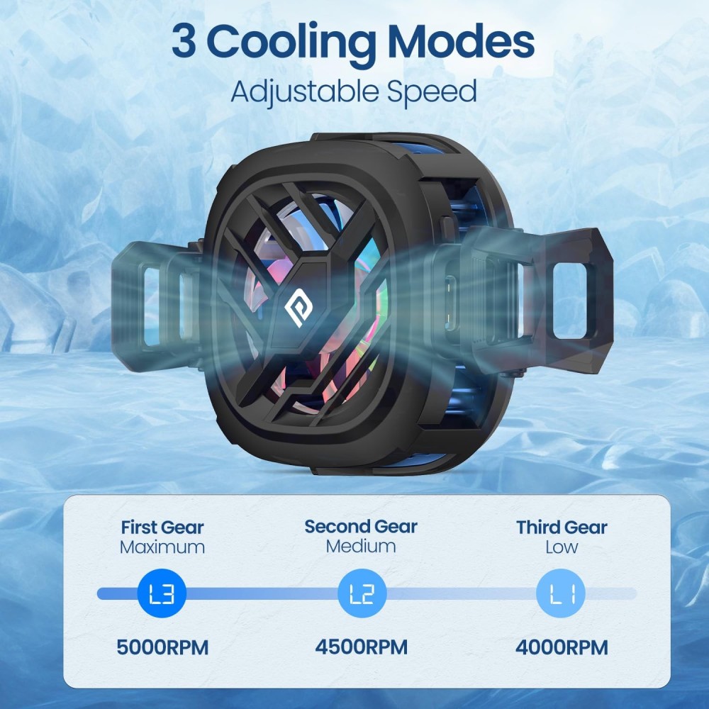 Portronics Cool XG Instant Magnetic Mobile Cooler with Adhesive Metal Plate, Refrigeration Chip, Radiator Cooling, 3 Chill Modes, Temperature Display & Gaming Fan for Android and iPhone – (Bl