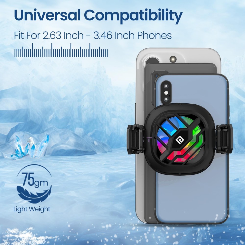 Portronics Cool XG Instant Magnetic Mobile Cooler with Adhesive Metal Plate, Refrigeration Chip, Radiator Cooling, 3 Chill Modes, Temperature Display & Gaming Fan for Android and iPhone – (Bl