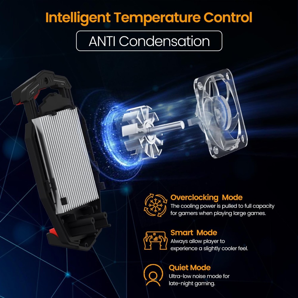 Portronics Coolpluse Instant Mobile Cooler with Radiator Cooling Technology, 3 Cooling Modes, Temperature Display, RGB LED Light, Refrigeration Chip & Gaming Fan for Android and iPhone – (Bla