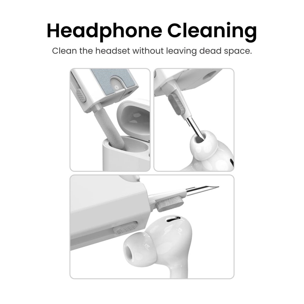 Portronics Clean M, 8-in-1 Multifunctional Gadget Cleaning Kit with Mobile Holder for Smartphones, Tablets, Laptops & Earbuds – Portable Electronics Cleaning Kit – (White)