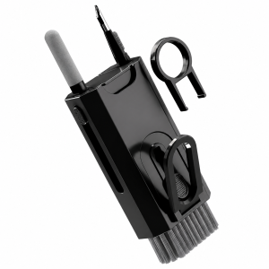 Portronics Clean M, 8-in-1 Multifunctional Gadget Cleaning Kit with Mobile Holder for Smartphones, Tablets, Laptops & Earbuds – Portable Electronics Cleaning Kit – (Black)