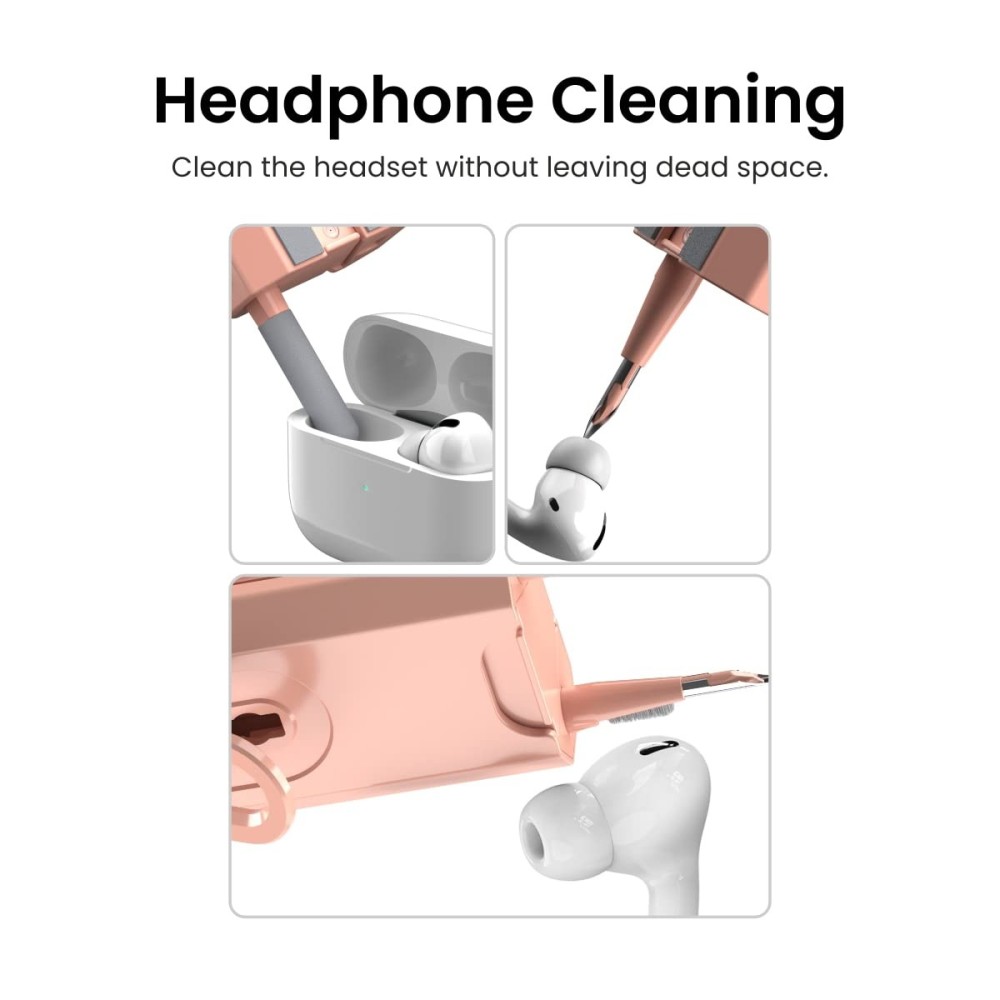 Portronics Clean M, 8-in-1 Multifunctional Gadget Cleaning Kit with Mobile Holder for Smartphones, Tablets, Laptops & Earbuds – Portable Electronics Cleaning Kit – (Pink)