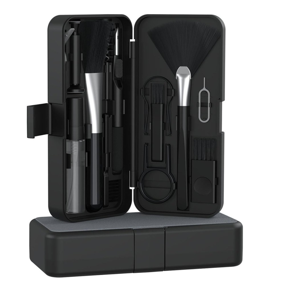 Portronics Clean N 18-in-1 Smart Gadget Cleaning Kit for Smartphones, Tablets, Laptops & Earbuds, Multi-Functional Electronics Cleaning Set with Cleaning Tools – (Black)