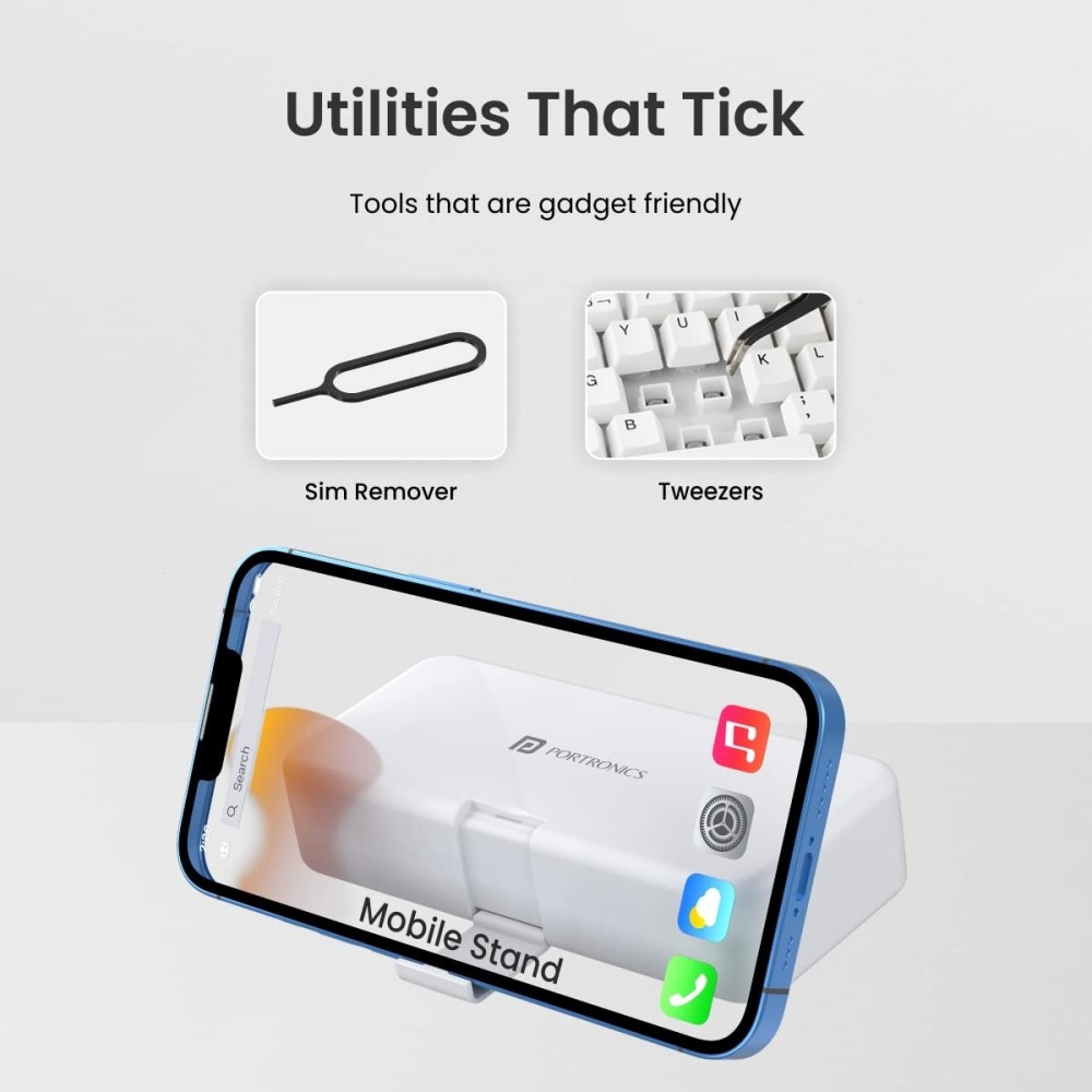 Portronics Clean N 18-in-1 Smart Gadget Cleaning Kit for Smartphones, Tablets, Laptops & Earbuds, Multi-Functional Electronics Cleaning Set with Cleaning Tools – (White)