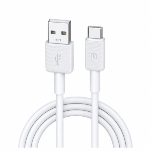 Portronics Konnect Link Type-C Fast Charging Cable 3A, 1 Meter USB Type-C Cable for Smartphones, Tablets & Other Type-C Devices – Durable Charging & Data Sync Cable – (White)