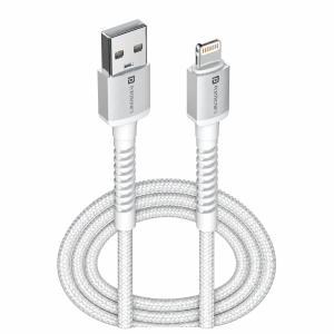 Portronics Konenct X Lightning Cable 3A 1M, USB Type-A to 8-Pin Fast Charging & Data Sync Cable for Smartphones & Tablets – (White)