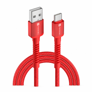 Portronics Konnect X USB Type-A to USB Type-C Fast Charging Cable, 1 Meter, 6A, High-Speed Charging & Data Sync Cable for Compatible Devices – (Red)