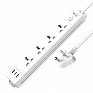 Artis AR-4SS-USB 4 Universal Socket Extension Board with 2 USB-A & USB-C Ports, Single Switch, Surge Protector, 2 Meter Power Cord – (White)