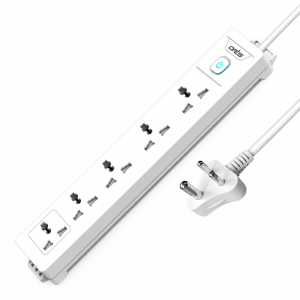 Artis AR-4SS 4 Universal Socket Extension Board with Single Switch & Child-Safe Shutter Protection – (White)