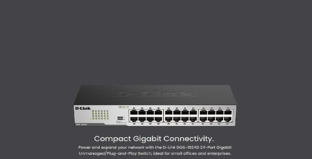 D-Link DGS-1024D 24 Ports 1000 Mbps Unmanaged Network Switch (Black)