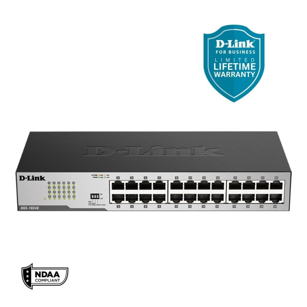 D-Link DGS-1024D 24 Ports 1000 Mbps Unmanaged Network Switch (Black)