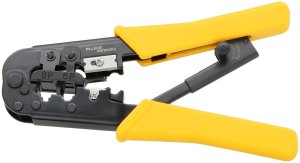Fluke Networks 11212530 RJ45 RJ11 RJ12 Modular Crimper Tool | Professional Ethernet & Telephone Cable Crimping Tool-(Yellow)