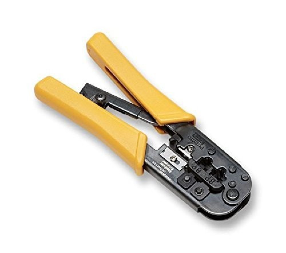 Fluke Networks 11212530 RJ45 RJ11 RJ12 Modular Crimper Tool | Professional Ethernet & Telephone Cable Crimping Tool-(Yellow)