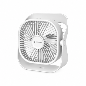 Portronics CoolCube Mini 2-in-1 Portable Rechargeable Fan with 2000mAh Battery, 3 Speed Modes, BLDC Motor, Type-C Charging, 360° Rotation & Pasteable Hook, Quiet Desktop & Wall Fan – (White)