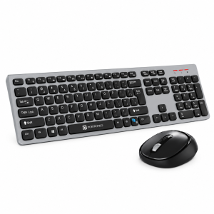Portronics Key7 Combo Wireless Keyboard & Mouse with Copilot AI, 2.4GHz USB Receiver, 12 Shortcut Keys, 1600 DPI - (Grey & Black)