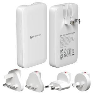 Adapto 65U 65W Max Output | Dual Type C PD Port | 4 Swappable Heads | Compatible With Laptops, Smartphones