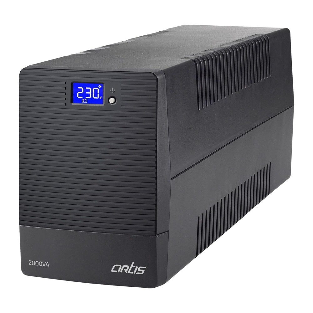 Artis 2000VA / 1200W Line Interactive UPS with AVR, Dual 12V 9Ah Batteries, 4 Output Sockets, Cold Start, Auto Restart, Generator Compatibility