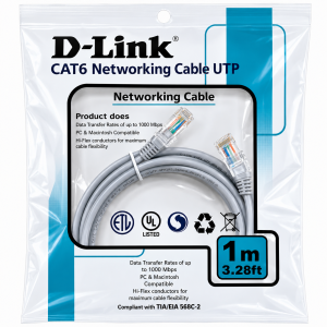 D-Link RJ45 CAT-6 1-Meter Patch Cord for Personal Computer (Gray)