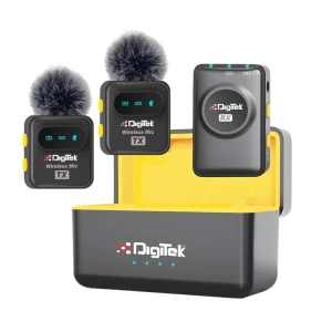 Digitek® (DWM-118) Wireless Microphone, Noise Reduction, 7Hr Battery, Plug & Play, C-to-C & C-to-LTC Converter, iOS/Android/DSLR Compatible - for Vlogging/Interview/Video Shooting.