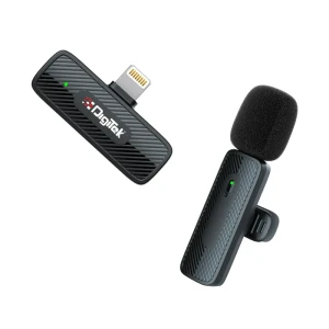 Digitek® (DWM-007 PRO) Wireless Microphone 2402-2480 MHz & Receiver with Lightning Connector,4Hr Battery, for Voice Recording & Live Streaming, only for iPhones with Lightning (LTC).