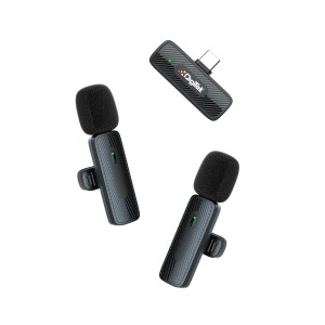 Digitek® (DWM-008 PRO) Wireless Microphone & Receiver with Type-C Connector, 2X Mic System, 2402-2480 MHz Frequency, 4Hr Battery, 20m Range, for Android Devices, Ideal for Voice Recording