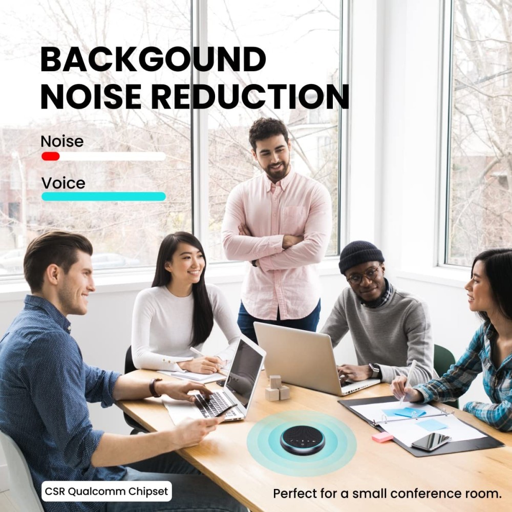 Portronics Talk One Noise Cancellation Conference Speaker with 360° Voice Coverage, 5M Mic Range, Clear Audio & Speakerphone for Zoom, Skype, Google Meet & Webinars – (Black)