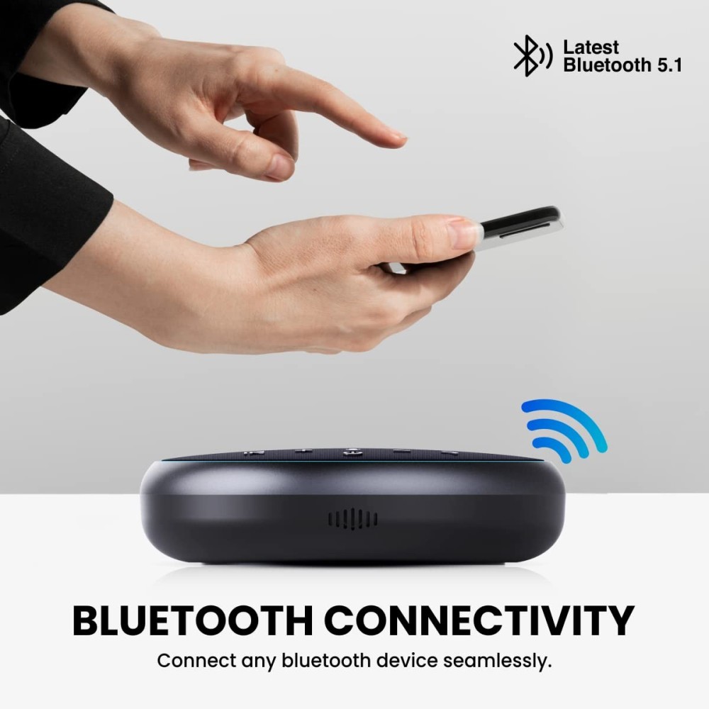 Portronics Talk One Noise Cancellation Conference Speaker with 360° Voice Coverage, 5M Mic Range, Clear Audio & Speakerphone for Zoom, Skype, Google Meet & Webinars – (Black)