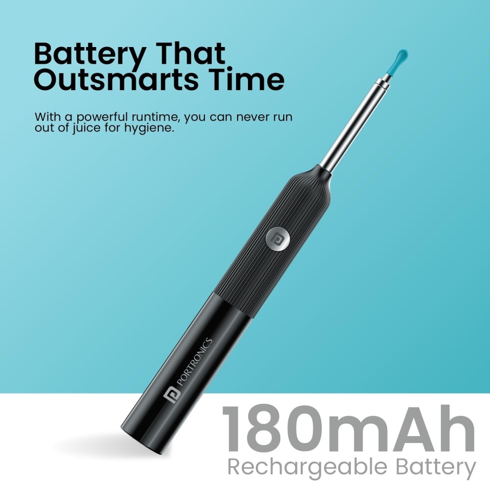 Portronics Cleansify Ear Endoscope Otoscope & Ear Wax Cleaner with 1080p Full HD Camera, Ultra-Fine 4.5mm Lens, Ear Inspection Tool for Kids & Adults – (Black)