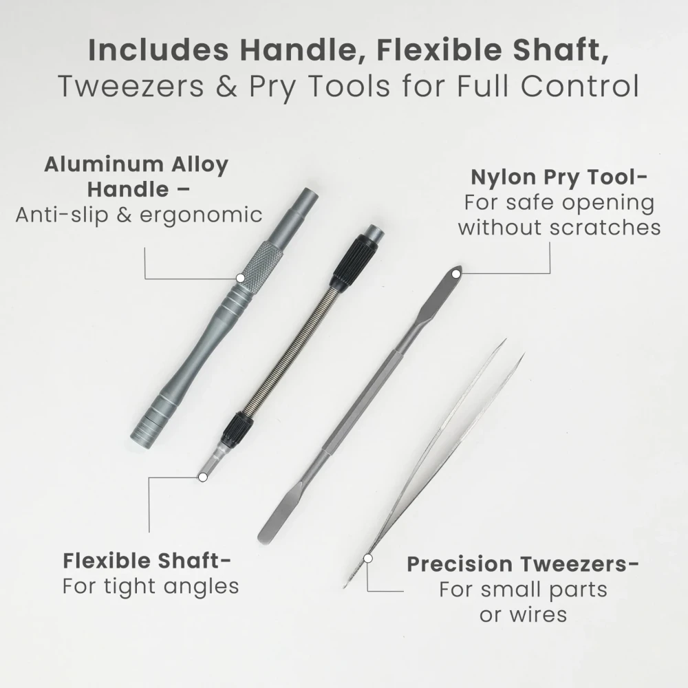 Portronics Bit Box 2 128-in-1 Screwdriver Kit with Magnetic Handle & Flexible Extension Rod, Multi-Bit Precision Tool Set for Home, Electronics, Auto & DIY Repairs – (Grey)
