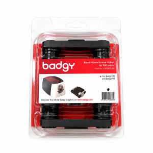 Evolis CBGR0500K Black Monochrome Ribbon for Badgy100 & Badgy200 Card Printers, 500 Prints, Genuine OEM Replacement Ribbon