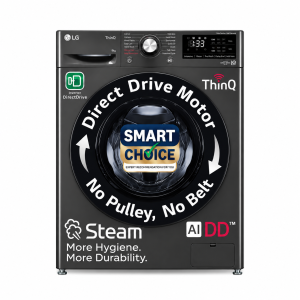LG Smart Choice, 9 Kg, 5 Star, AI Direct Drive Technology, Steam, 6 Motion DD & Wi-Fi Fully-Automatic Front Load Washing Machine (FHP1209Z5M, Intelligent & Convenient Fabric Care, Middle Black