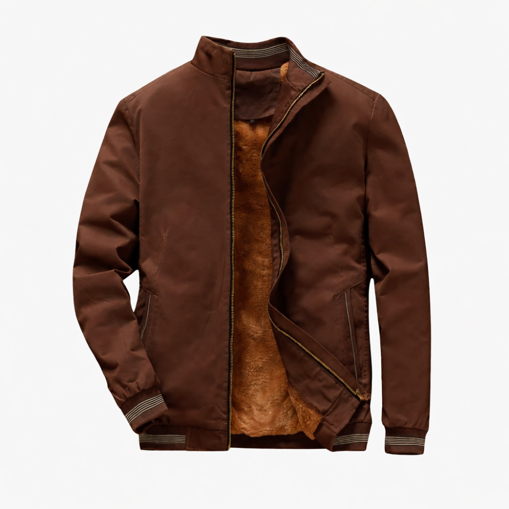 Mens bomber jacket with faux fur lining