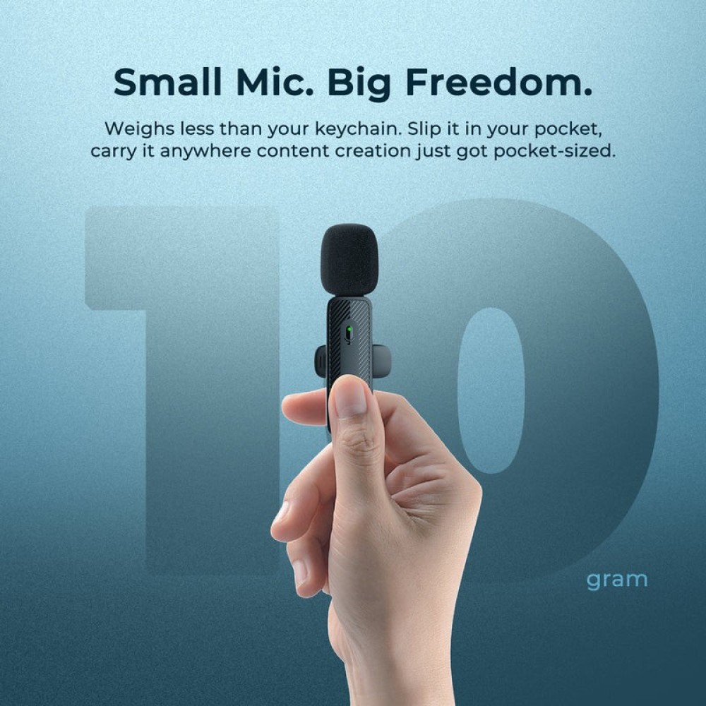 Digitek® (DWM 009 PRO) 2.4G 1 Receiver with Lightning Connector & Dual Respondent 2 Microphone, for iPhone X/11/12/13/14 Series.