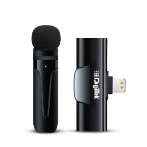 Digitek® (DWM 002) Wireless Microphone & Receiver with Lightning Connector, Noise Cancellation, Fast Charging, Compatible with iPhone X/11/12/13/14 Series for Vlogging, Only for iPhones with L