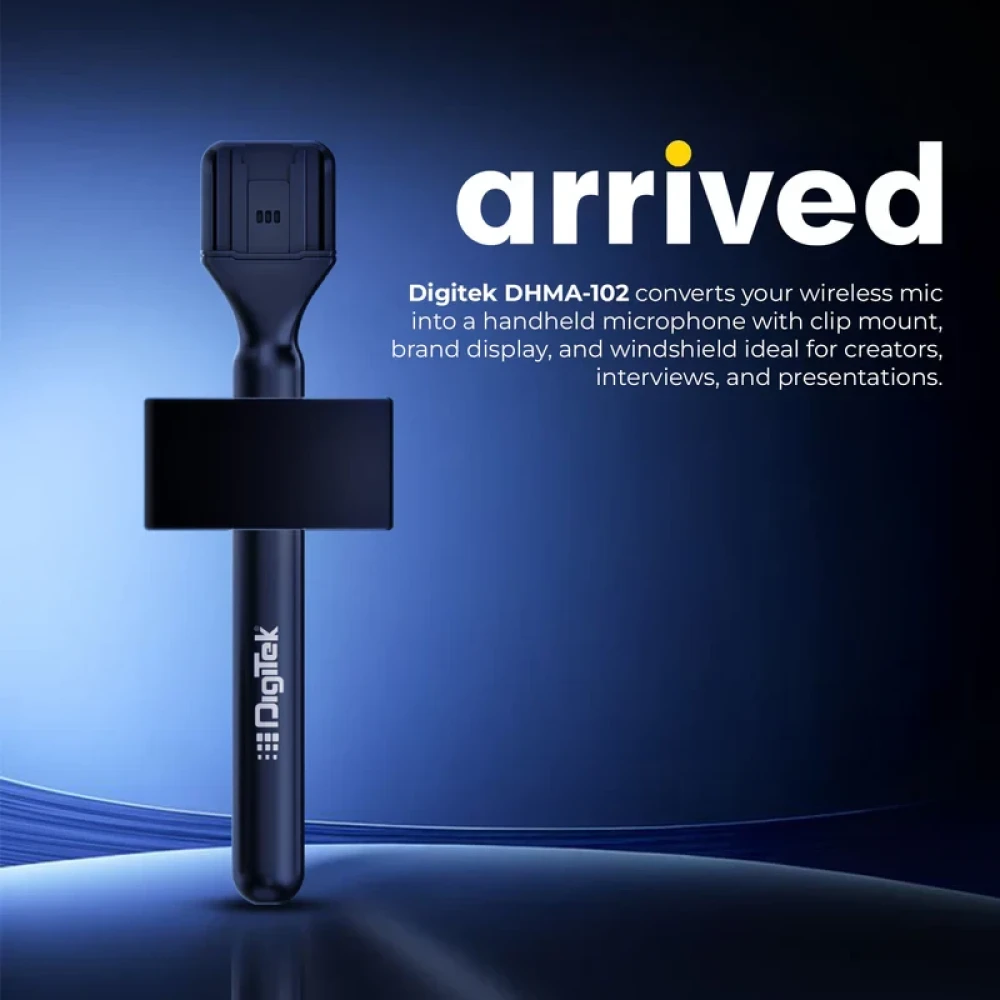 Digitek® (DHMA 102) Handheld Interview Mic Adapter with Brand Display Plate and Foam Windshield to Reduce Wind Noise, Compatible with DWM 101 and Other Wireless GO Transmitter