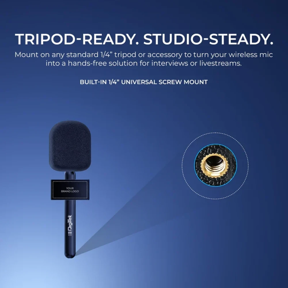 Digitek® (DHMA 102) Handheld Interview Mic Adapter with Brand Display Plate and Foam Windshield to Reduce Wind Noise, Compatible with DWM 101 and Other Wireless GO Transmitter
