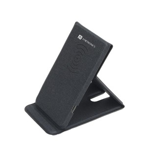 Portronics Freedom Fold 15W Foldable Wireless Charger with PU Leather | Qi Fast Charging Pad for iPhone 8 & Above, Samsung, Pixel | USB Type-C Cable Included-(Grey)