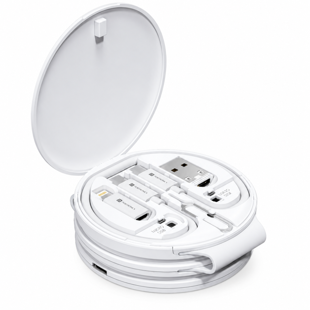 Portronics ChargeMate Trio 3-in-1 Wireless Charger 15W with 60W USB-C Fast Charging Cable Kit | Wireless Charging for iPhone, Android, Earbuds & Smartwatch | Mobile Stand-(White)