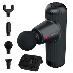 Portronics Zeno Go Percussion Massage Gun for Deep Tissue Pain Relief, 4 Speeds, 4 Massage Heads, Quiet Brushless Motor, Cordless Muscle Massager for Neck, Back, Shoulders, Arms, Legs & Feet 