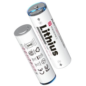 Portronics  Lithius Cell AA Lithium-Ion Rechargeable Batteries, Pack of 2, Up to 1480mAh Capacity, USB Type-C Rechargeable, Low Self-Discharge, No Separate Charger Required – (White)