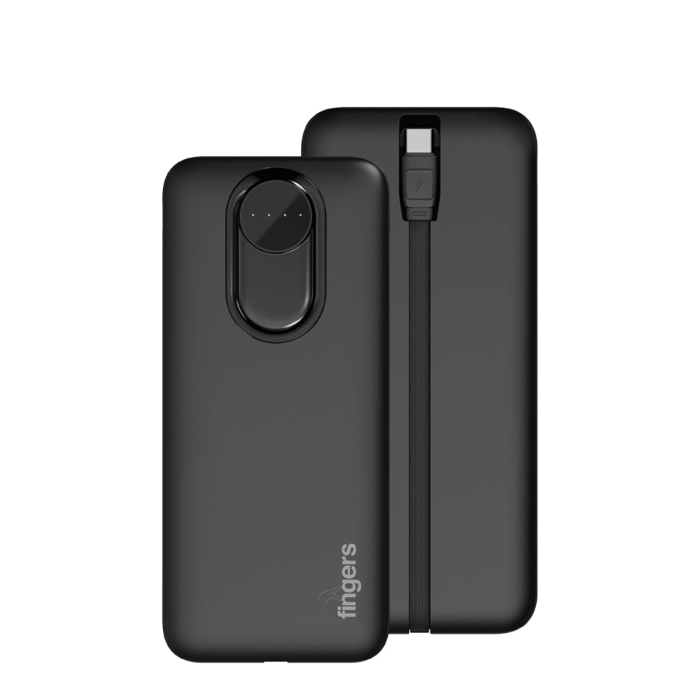 FINGERS Kickstart-C11 10000mAh Power Bank with Built-in Type-C Cable & Fast Charging