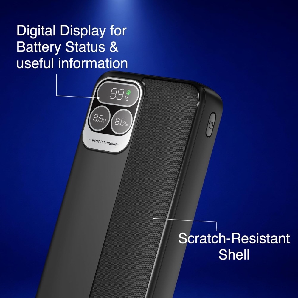 FINGERS PowerPump-P65 20000mAh Power Bank 65W PD Fast Charging with Built-in Cables