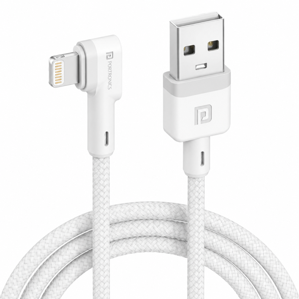 Portronics Konnect L 1.2M Fast Charging 3A 8-Pin USB Cable with Charge & Sync Function for iPhone & iPad – Durable Lightning Data & Charging Cable – (White)