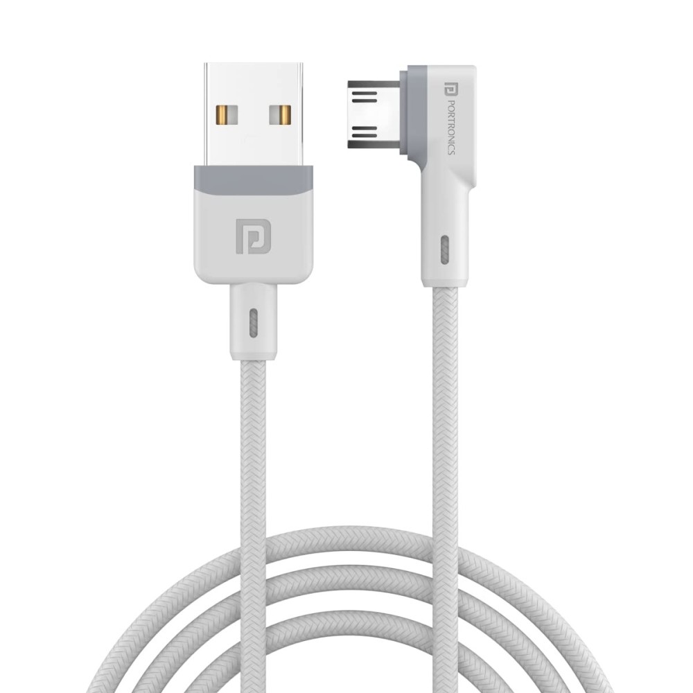 Portronics Konnect L 1.2M Fast Charging 3A Micro USB Cable with Charge & Sync Function for Smartphones, Tablets & Micro USB Devices – (White)